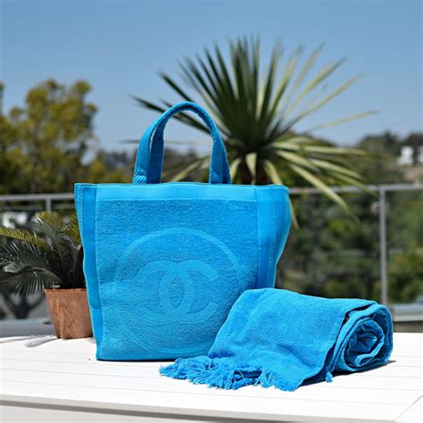 chanel beach bag and towel set|Chanel terry towel set.